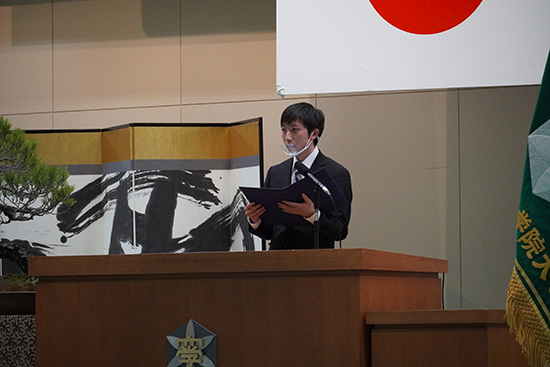 在学生代表による歓迎のことば